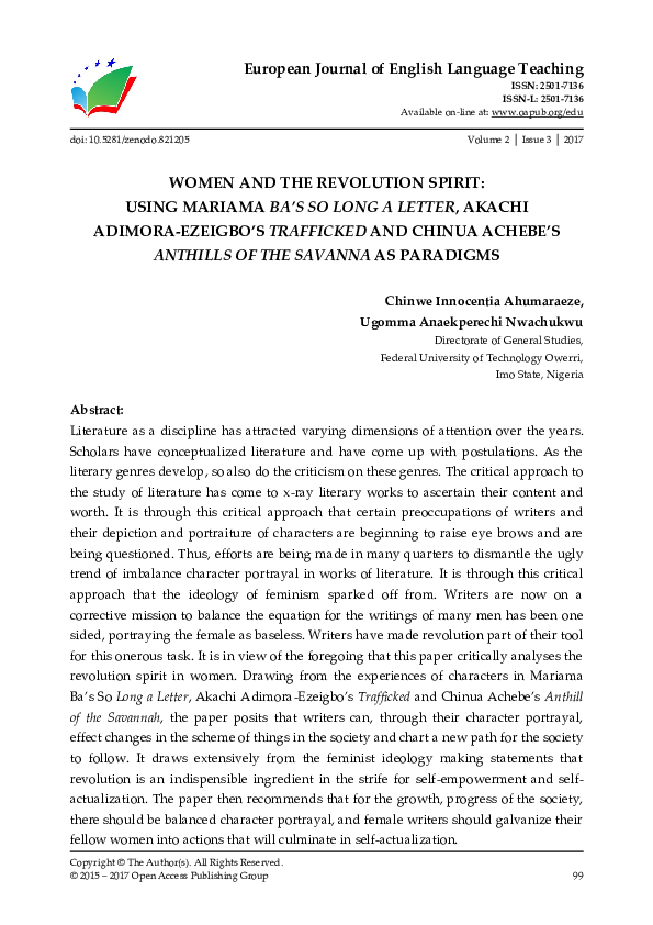  PDF European Journal Of English Language Teaching WOMEN AND THE 