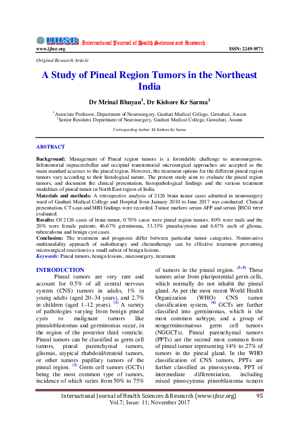 (PDF) A Study of Pineal Region Tumors in the Northeast India