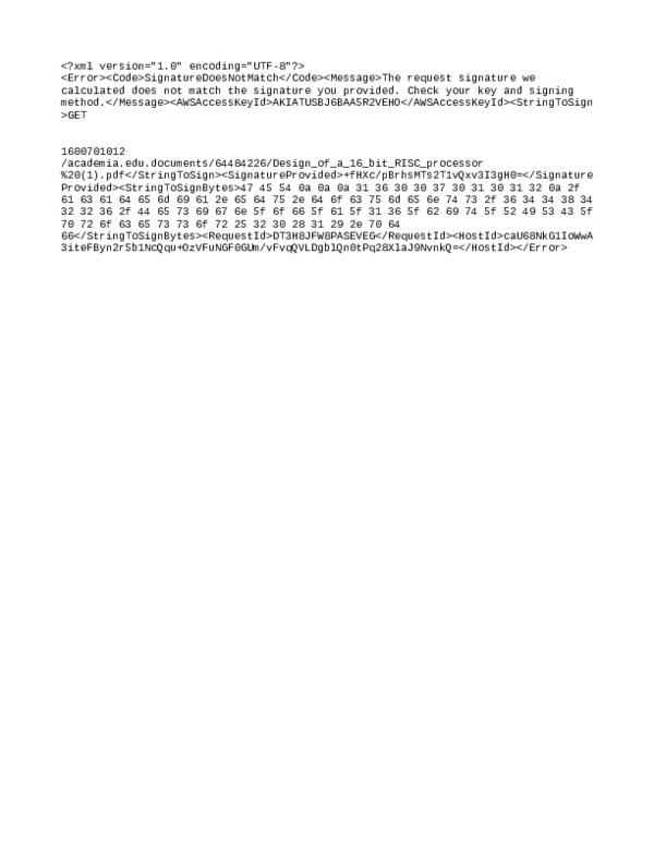 (PDF) Design of a 16 bit RISC processor 1
