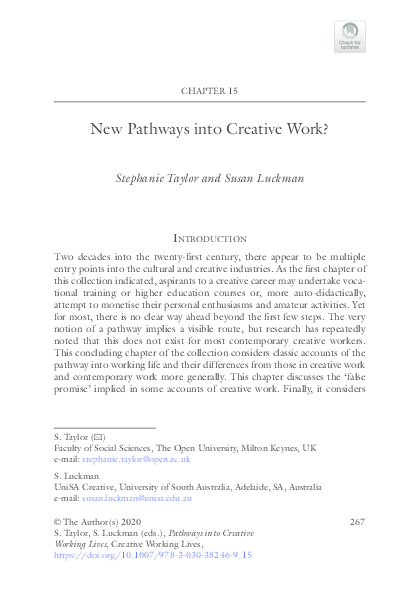 (PDF) New Pathways into Creative Work?