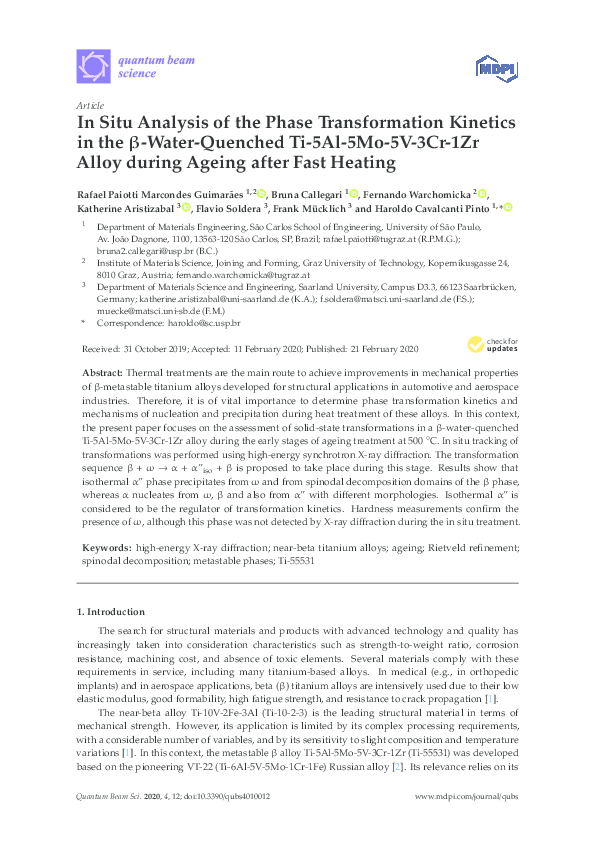 (PDF) In Situ Analysis of the Phase Transformation Kinetics in the β ...