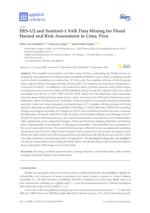(PDF) ERS-1/2 and Sentinel-1 SAR Data Mining for Flood Hazard and Risk ...