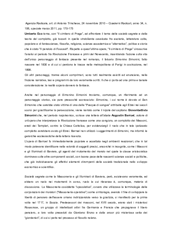 (PDF) Eco e la Teoria del complotto