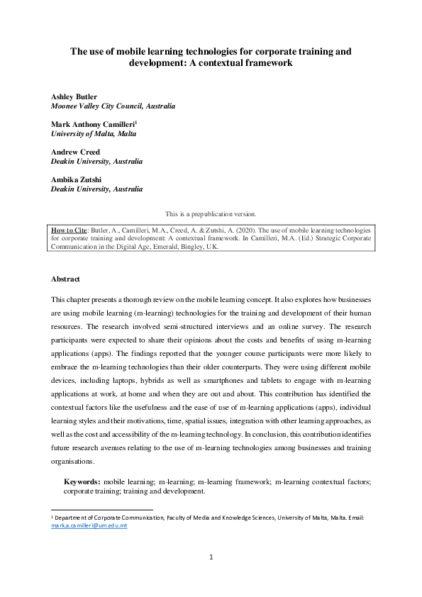 (PDF) The use of mobile learning technologies for corporate training ...