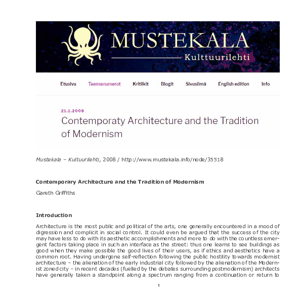 (PDF) Contemporary Architecture and the Tradition of Modernism