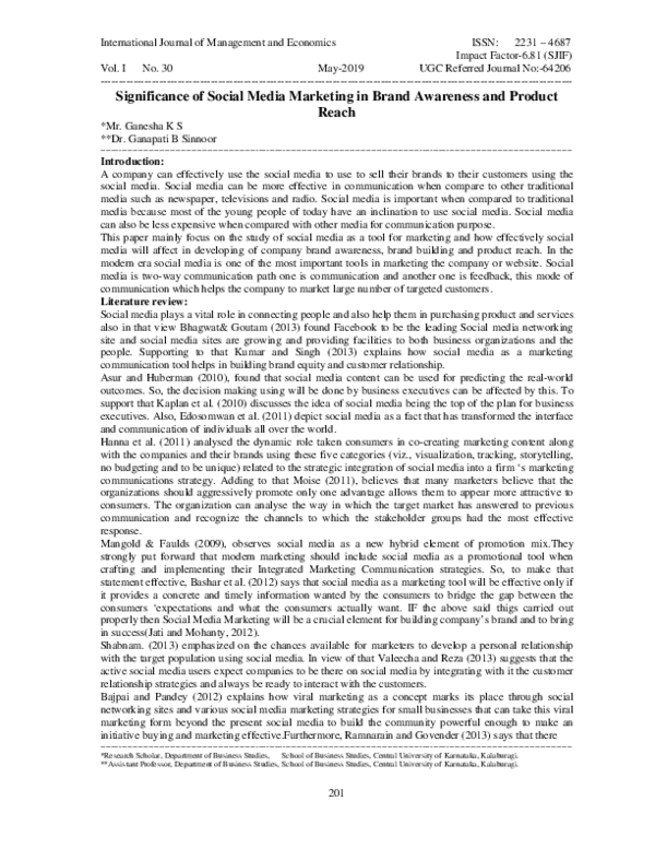 (PDF) Significance of Social Media Marketing in Brand Awareness and ...