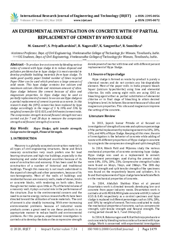 (PDF) IRJET- AN EXPERIMENTAL INVESTIGATION ON CONCRETE WITH OF PARTIAL ...