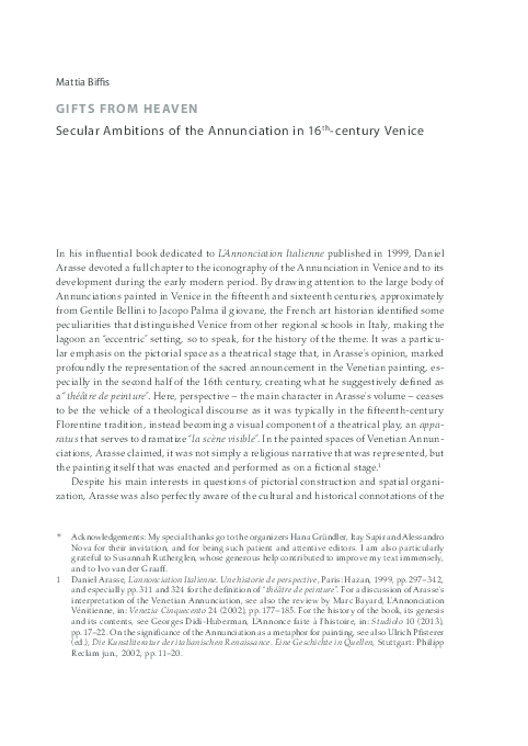 "Gifts from Heaven: Secular Ambitions of the Annunciation in 16th-century Venice," in Hana Gründler, Alessandro Nova, and Itay Sapir (eds.), The Announcement. Annunciations and Beyond (Berlin: De Gruyter, 2020), pp. 139–153