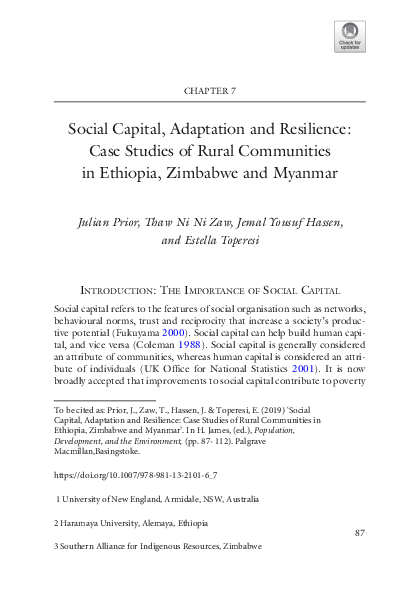 (PDF) Social Capital, Adaptation and Resilience: Case Studies of Rural ...