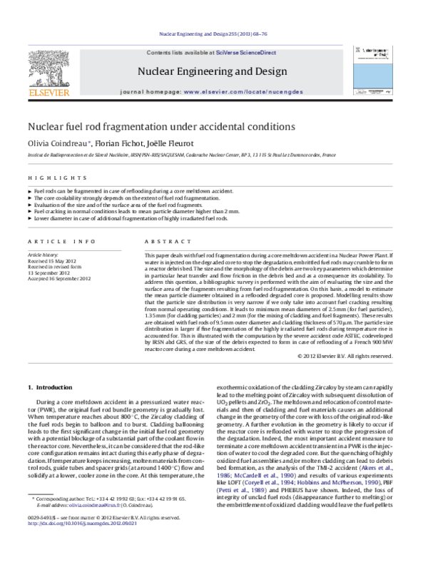 (PDF) Nuclear fuel rod fragmentation under accidental conditions