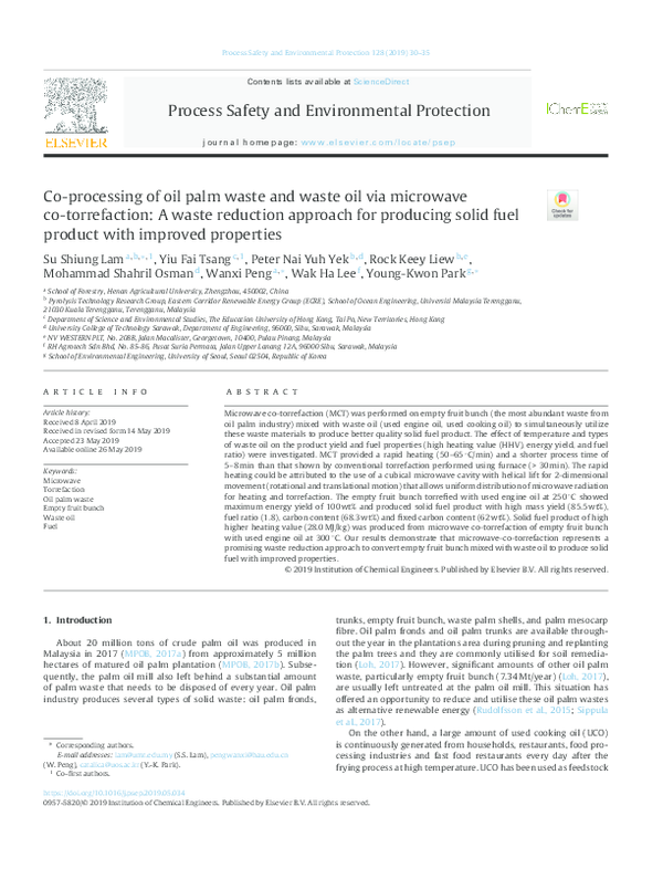 (PDF) Co-processing of oil palm waste and waste oil via microwave co ...