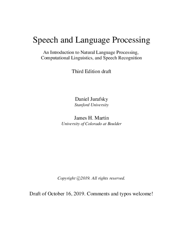 (PDF) Speech and Language Processing An Introduction to Natural ...