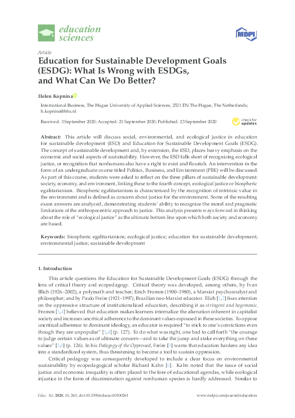 (PDF) Education for Sustainable Development Goals (ESDG): What Is Wrong ...