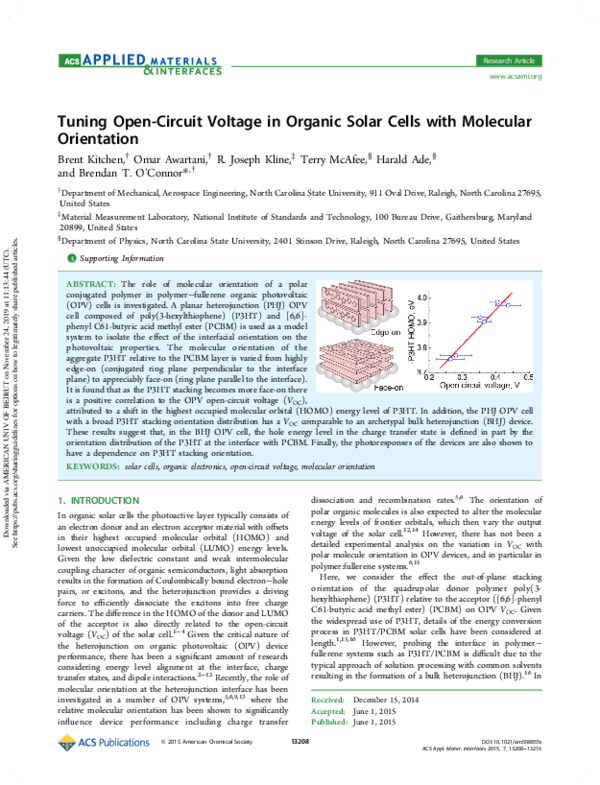 (PDF) Tuning Open-Circuit Voltage in Organic Solar Cells with Molecular ...