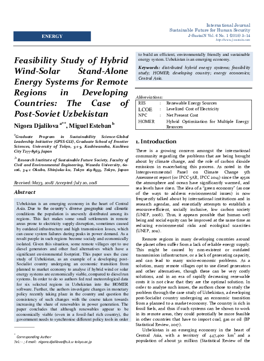 (PDF) Feasibility Study of Hybrid Wind-Solar Stand-Alone Energy Systems ...