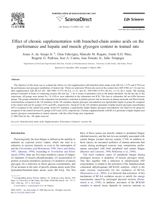 (PDF) Effect of chronic supplementation with branched-chain amino acids ...