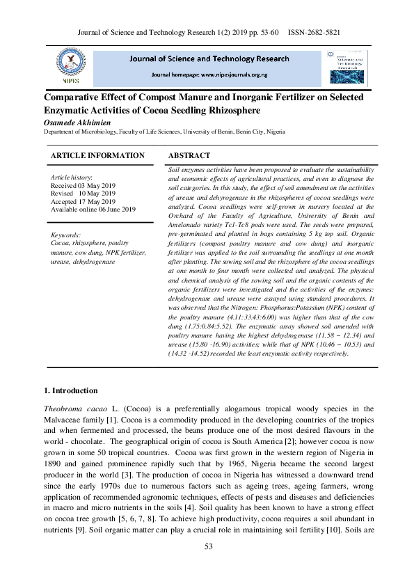 (PDF) Comparative Effect of Compost Manure and Inorganic Fertilizer on ...