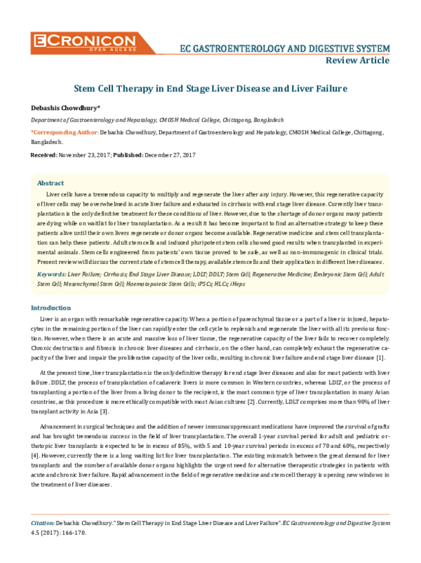 (PDF) Stem Cell Therapy in End Stage Liver Disease and Liver Failure