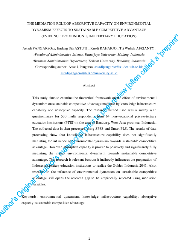 (PDF) The mediation role of absorptive capacity on environmental ...