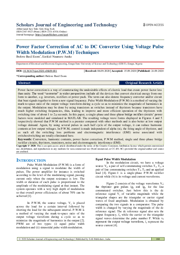 (PDF) Power Factor Correction of AC to DC Converter Using Voltage Pulse ...