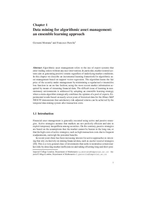 (PDF) Data mining for algorithmic asset management: an ensemble ...