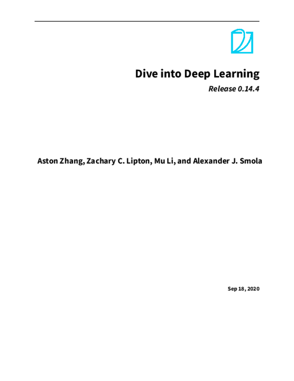(PDF) Dive into Deep Learning Release 0.14.4