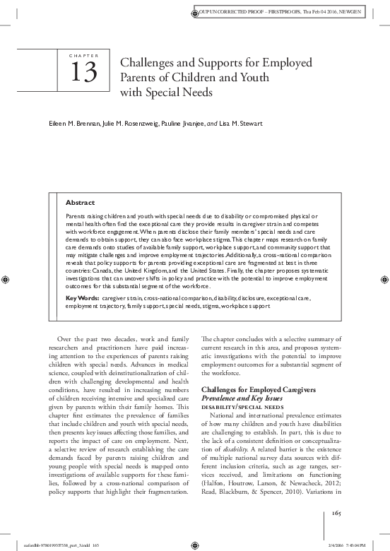 (PDF) Challenges and Supports for Employed Parents of Children and ...