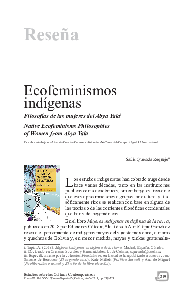(PDF) Ecofeminismos indígenas. Filosofías de las mujeres del Abya Yala