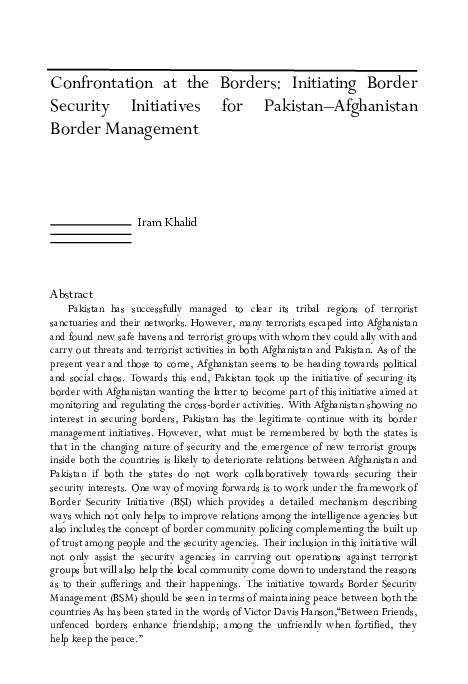 (PDF) Confrontation at the Borders: Initiating Border Security ...
