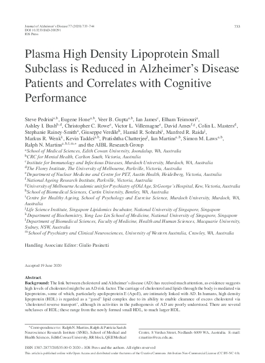 (PDF) Plasma High Density Lipoprotein Small Subclass is Reduced in ...