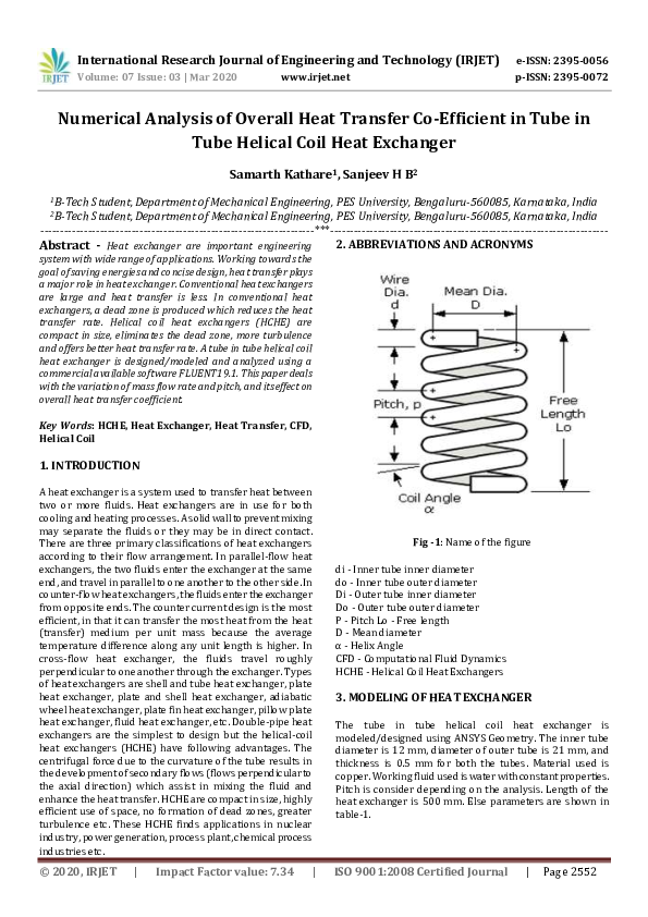 (PDF) Design, Fabrication and Testing Of Helical Tube in Tube Coil Heat ...