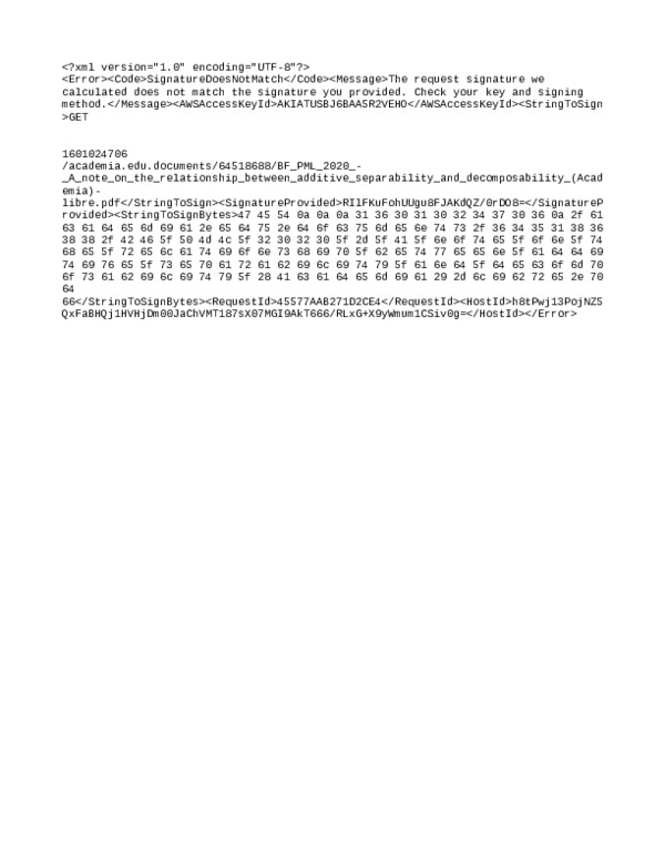 (PDF) A note on the relationship between additive separability and ...
