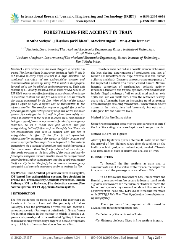 (PDF) IRJET-FORESTALLING FIRE ACCIDENT IN TRAIN