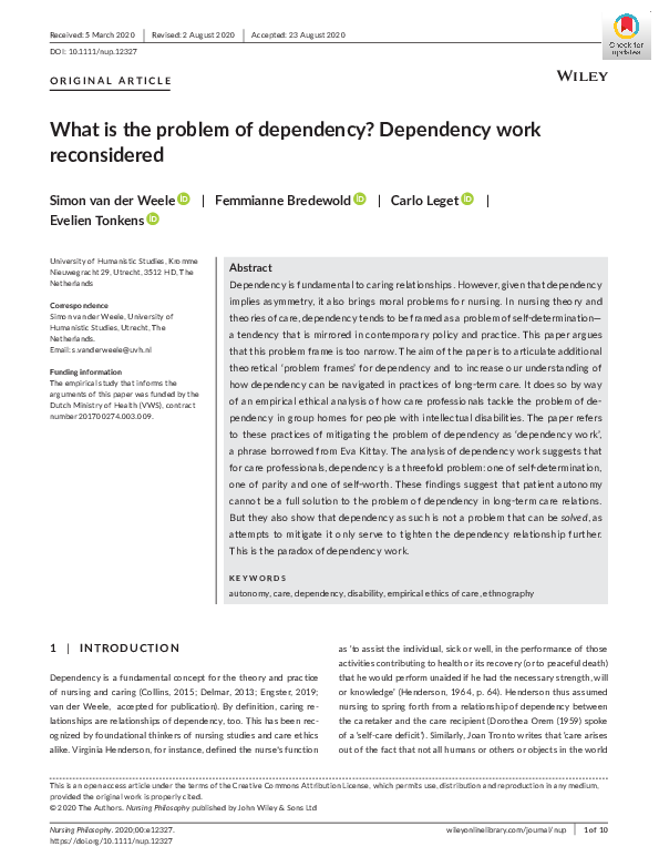 (PDF) What is the problem of dependency? Dependency work reconsidered