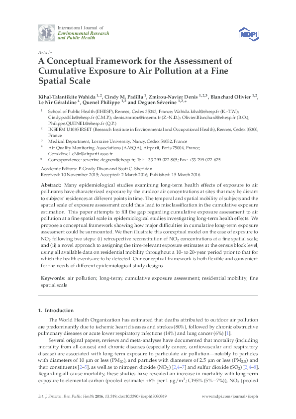(PDF) A Conceptual Framework for the Assessment of Cumulative Exposure ...