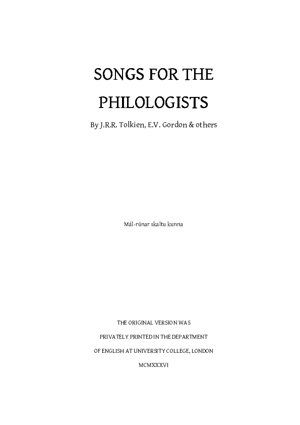 (PDF) Songs for the Philologists