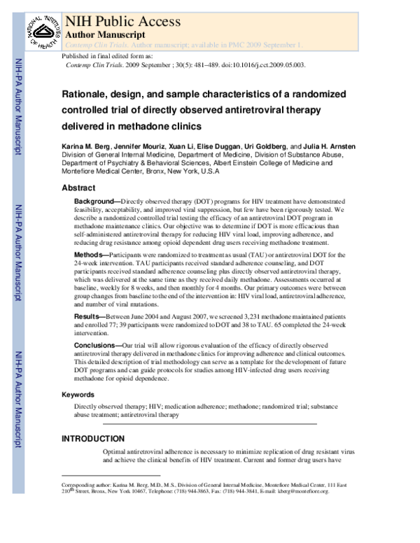 (PDF) Rationale, design, and sample characteristics of a randomized ...