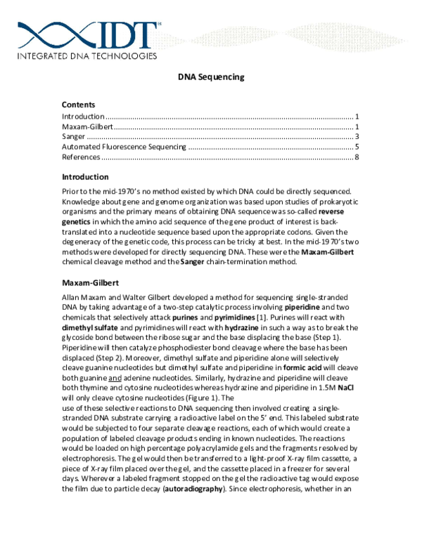 (PDF) DNA Sequencing