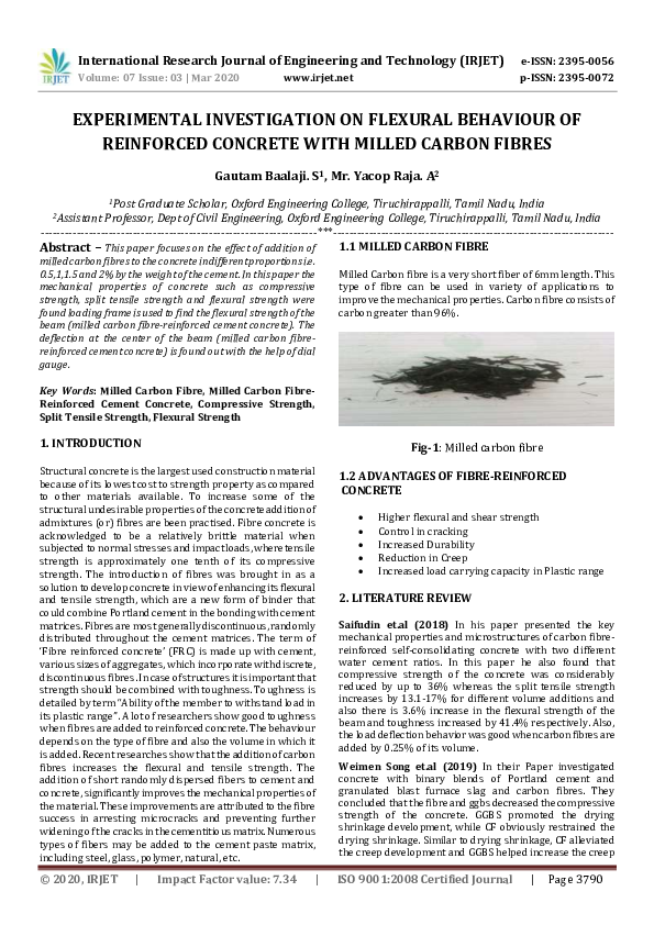 (PDF) IRJET- EXPERIMENTAL INVESTIGATION ON FLEXURAL BEHAVIOUR OF ...