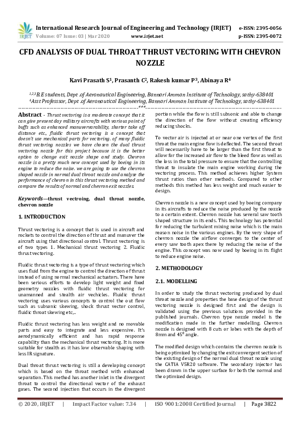 (PDF) IRJET- CFD ANALYSIS OF DUAL THROAT THRUST VECTORING WITH CHEVRON ...