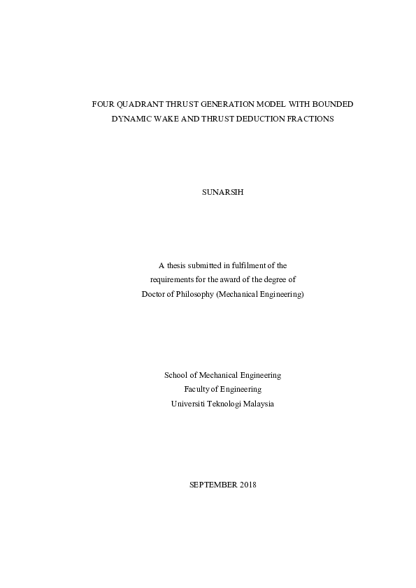 (PDF) FOUR QUADRANT THRUST GENERATION MODEL WITH BOUNDED DYNAMIC WAKE ...