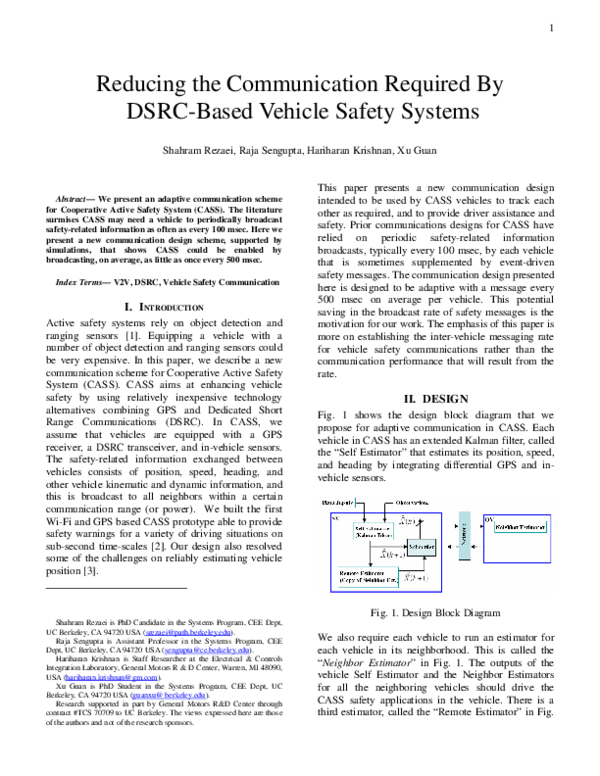 (PDF) Reducing the Communication Required By DSRC-Based Vehicle Safety ...