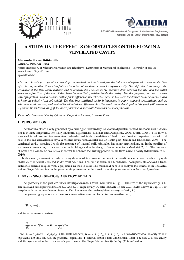 (PDF) A STUDY ON THE EFFECTS OF OBSTACLES ON THE FLOW IN A VENTILATED ...