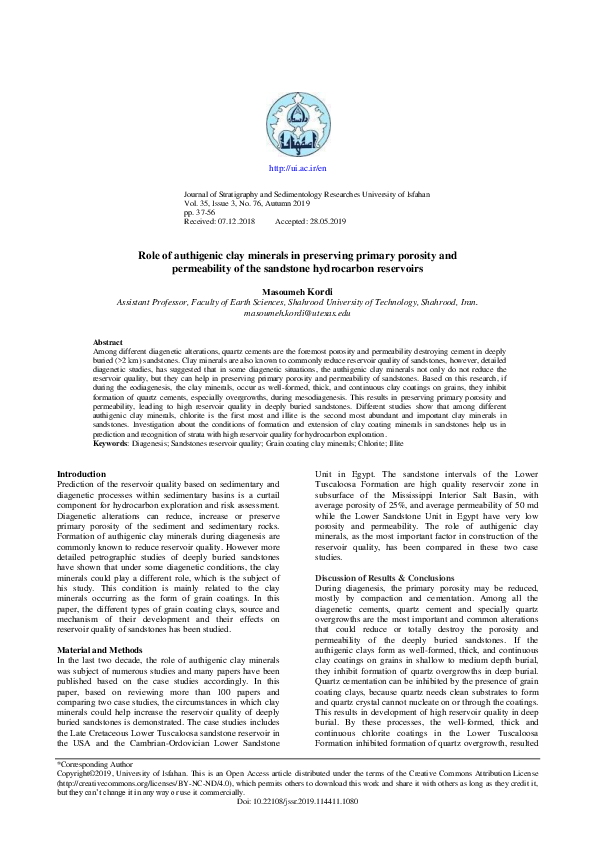 (PDF) Role of authigenic clay minerals in preserving primary porosity ...