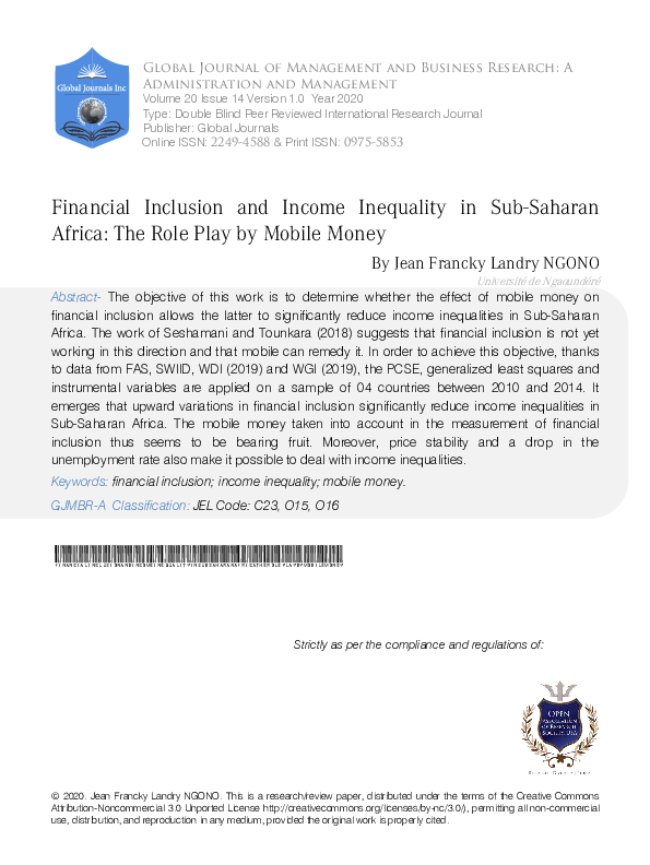(PDF) Financial Inclusion and Income Inequality in Sub-Saharan Africa ...
