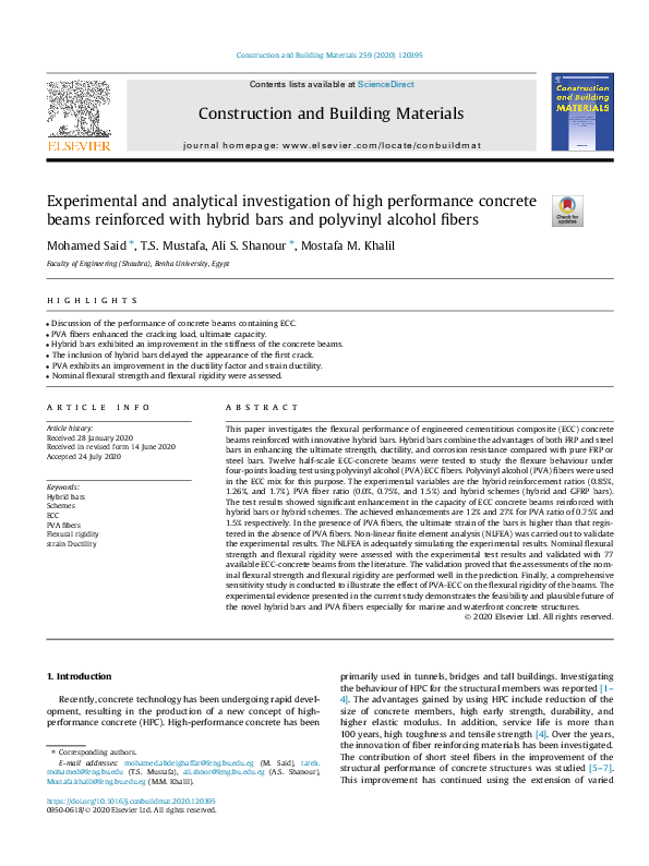 (PDF) Experimental and analytical investigation of high performance ...