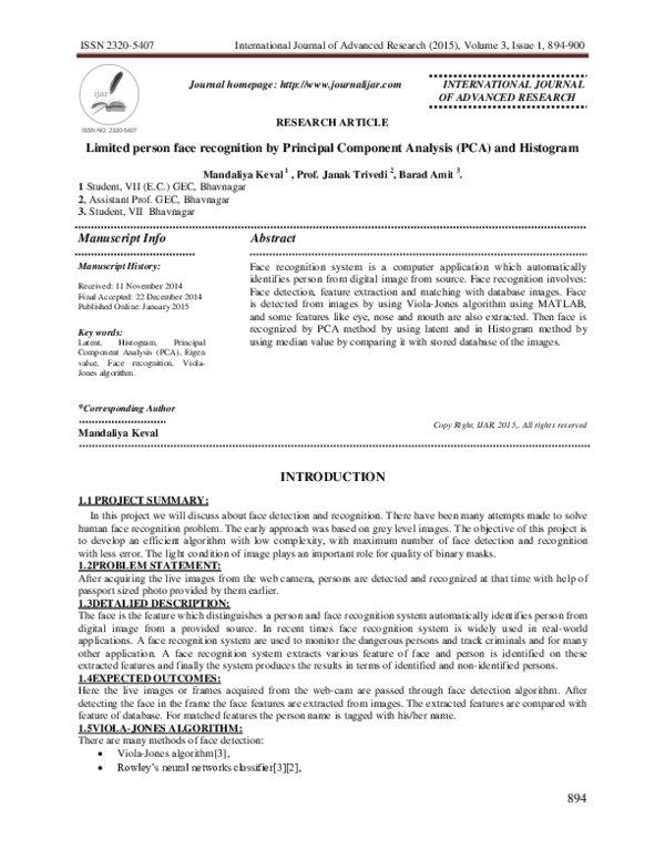 (PDF) Limited person face recognition by Principal Component Analysis ...