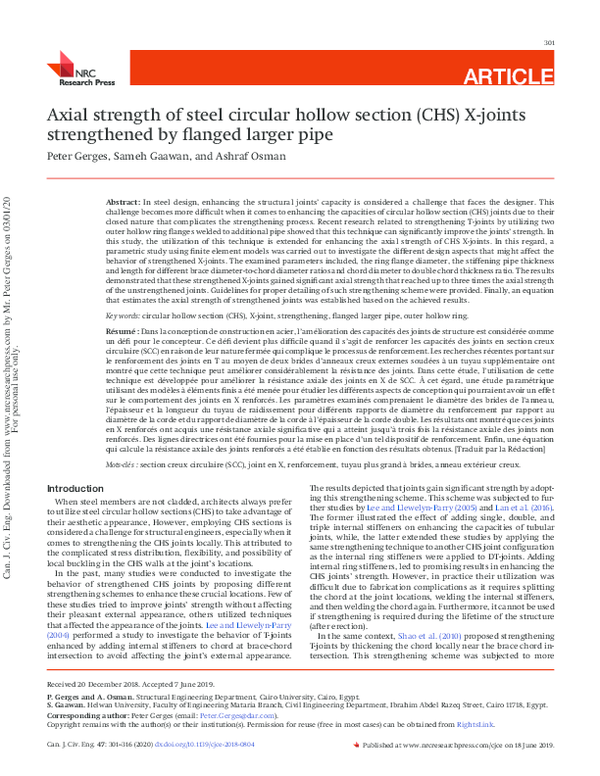 (PDF) Axial strength of steel circular hollow section (CHS) X-joints ...
