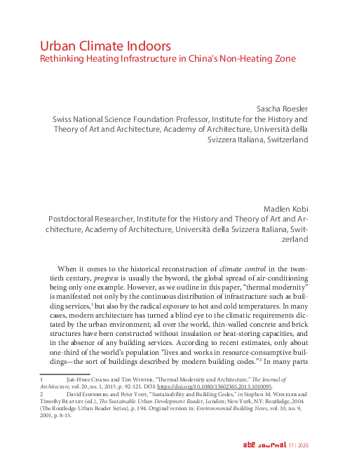 (PDF) Urban Climate Indoors. Rethinking Heating Infrastructure in China ...