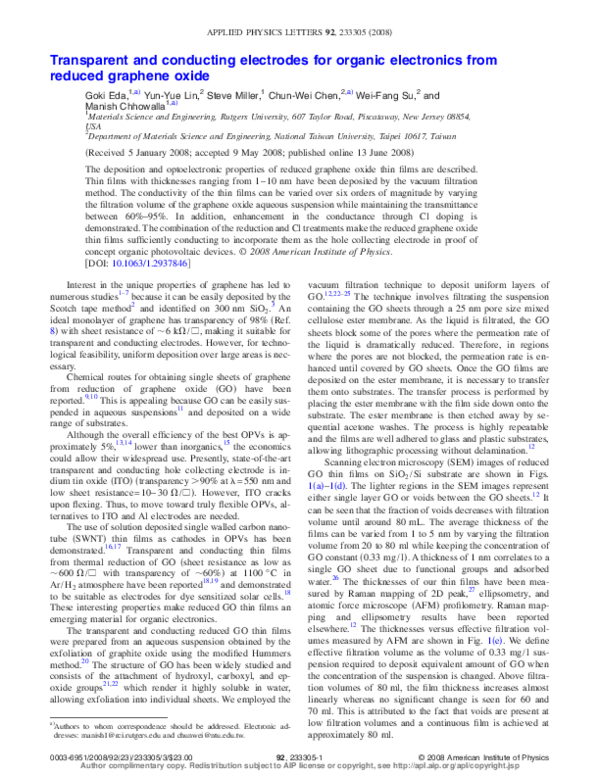 (PDF) Transparent and conducting electrodes for organic electronics ...